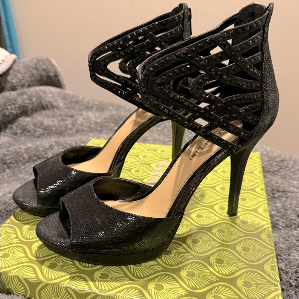 Platform Black Peep-Toe Heels